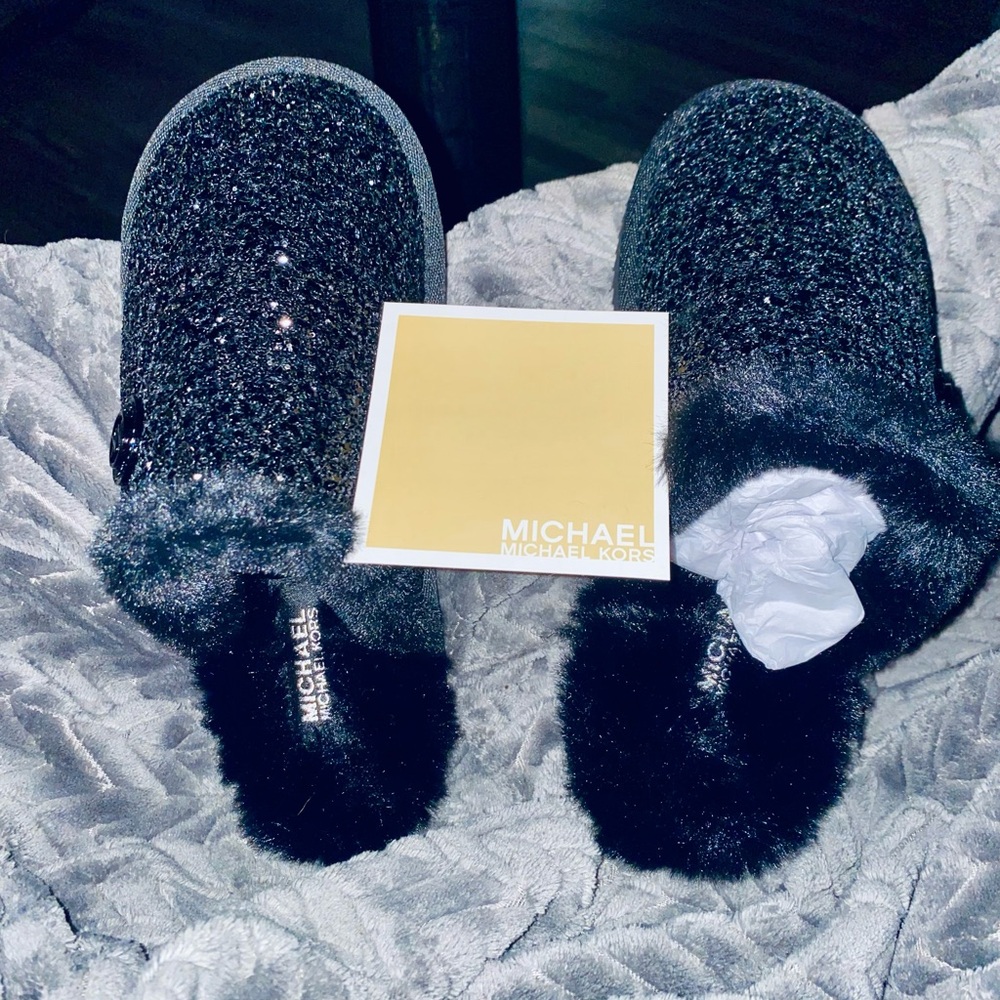 Michael Kors Black Sparkle Women's Slippers